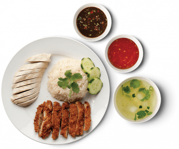 hainanese chicken rice fried sauce soup