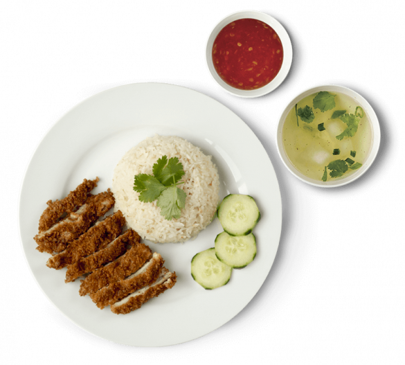 hainanese chicken rice fried sauce soup